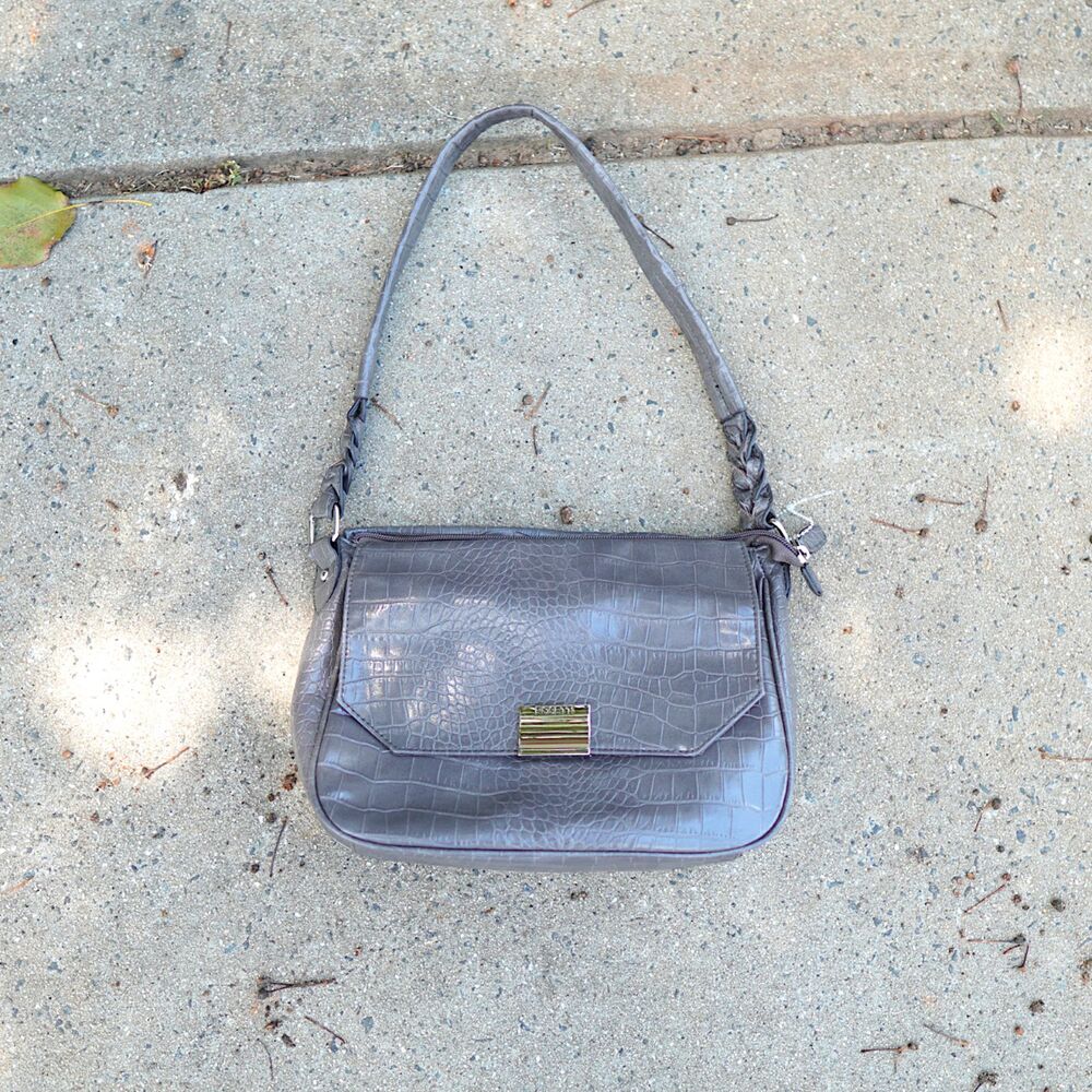 Rosetti Gray Croc Embossed Shoulder Bag NWOT Multi Pocket Faux Leather Purse